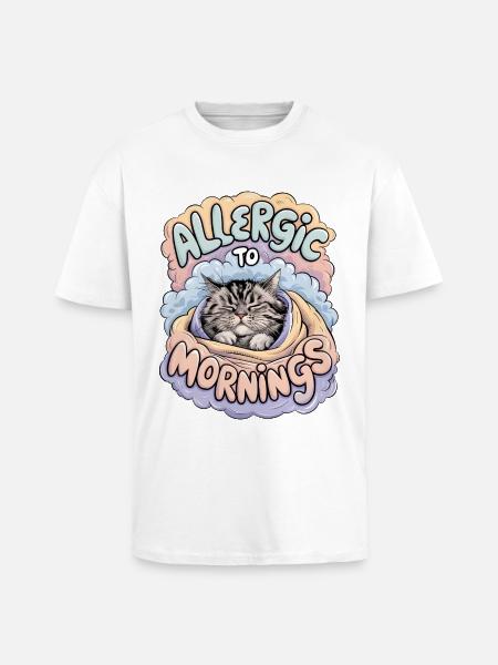 Allergic To Mornings - Unisex Oversized Heavyweight T-shirt - white