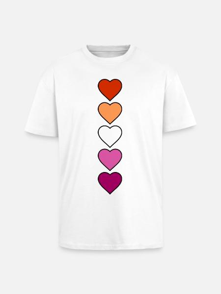 Lesbian Lesbian Hearts - Unisex Oversized Heavyweight T-shirt - white