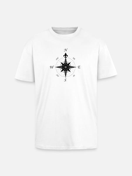 Wind Rose - compass - retro - Unisex Oversized Heavyweight T-shirt - white