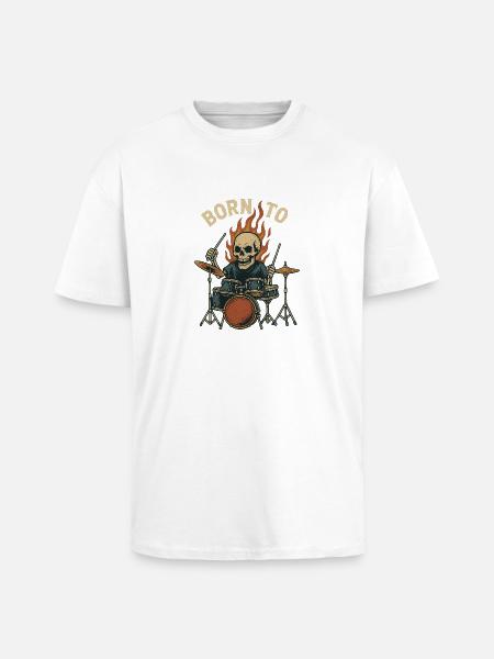 Né pour tambouriner - T-shirt unisexe oversize épais - blanc