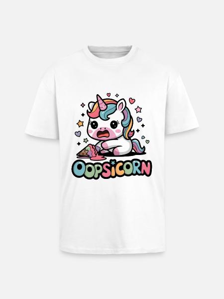 Oopsicorn - T-shirt unisexe oversize épais - blanc