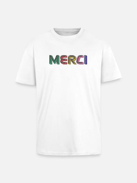 MERCI - T-shirt unisexe oversize épais - blanc