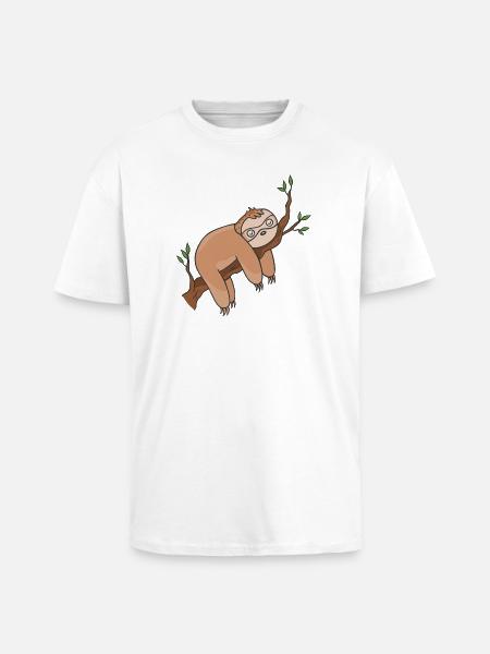 Faultier - Oversized Heavyweight Unisex T-Shirt - Weiß