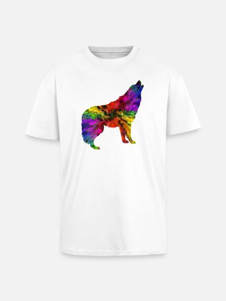 Wolf rainbow - Unisex Oversized Heavyweight T-shirt - white