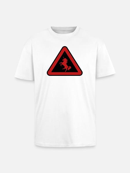 Achtung Einhorn, Gefahr - Oversized Heavyweight Unisex T-Shirt - Weiß