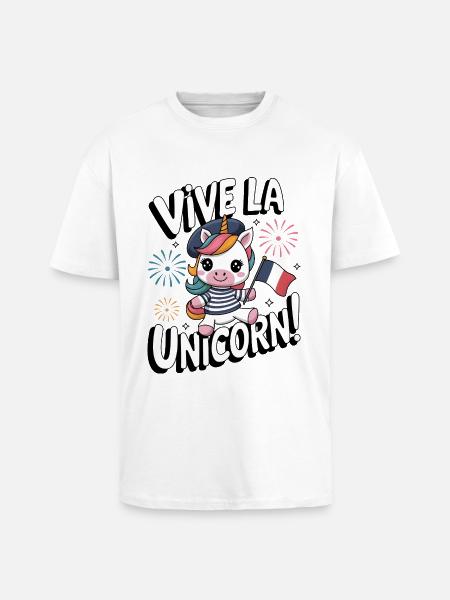 Vive La Licorne ! - T-shirt unisexe oversize épais - blanc