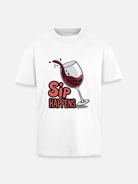 Sip Happens - T-shirt unisexe oversize épais - blanc