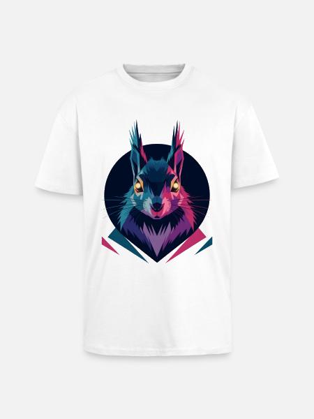 Écureuil low-poly - T-shirt unisexe oversize épais - blanc