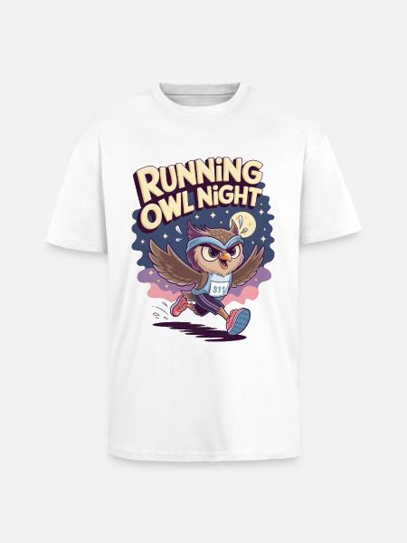 Running Owl Night - Unisex Oversized Heavyweight T-shirt - white