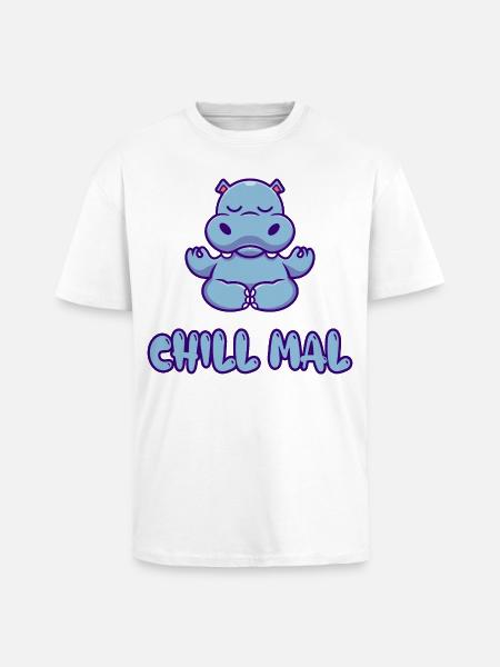 Chill Mal Hippo Meditation - Oversized Heavyweight Unisex T-Shirt - Weiß