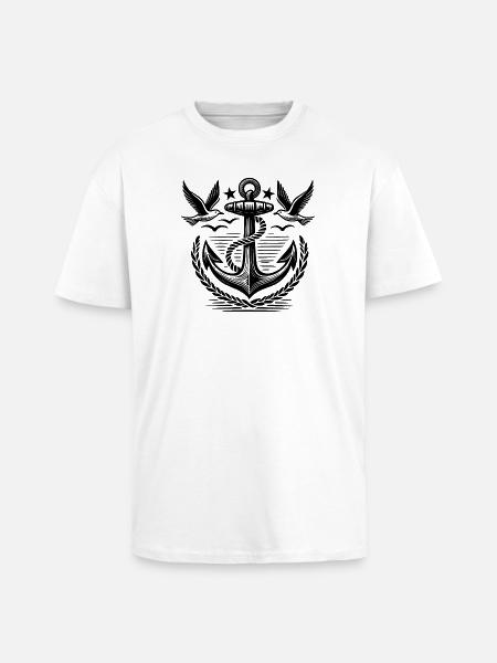 Anchor Seagulls Logo - Unisex Oversized Heavyweight T-shirt - white