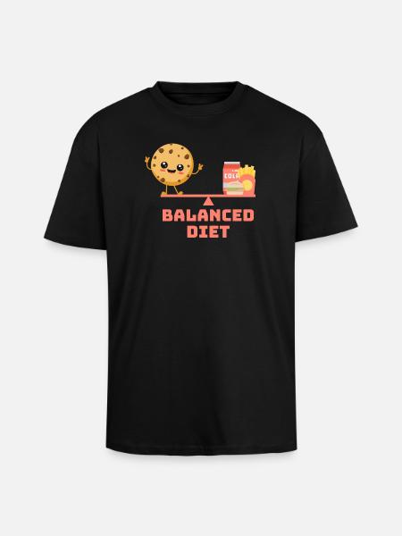 équilibré cookie fastfood Régime - T-shirt unisexe oversize épais - noir