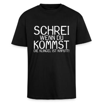 Orgasmus Versauter Spruch - Oversized Heavyweight Unisex T-Shirt - Schwarz - Vorne - Alina (178cm) & Michal (187cm)