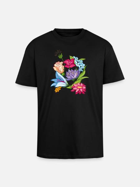 Spring Flowers - Unisex Oversized Heavyweight T-shirt - black