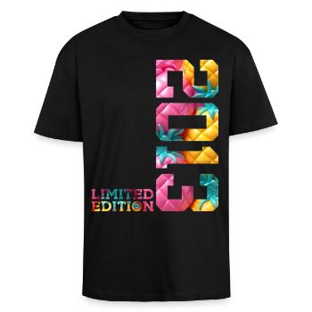 13. GEBURTSTAG LIMITED EDITION 2013 - Oversized Heavyweight Unisex T-Shirt - Schwarz - Vorne - Alina (178cm) & Michal (187cm)