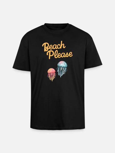 beach please jellyfish - Unisex Oversized Heavyweight T-shirt - black