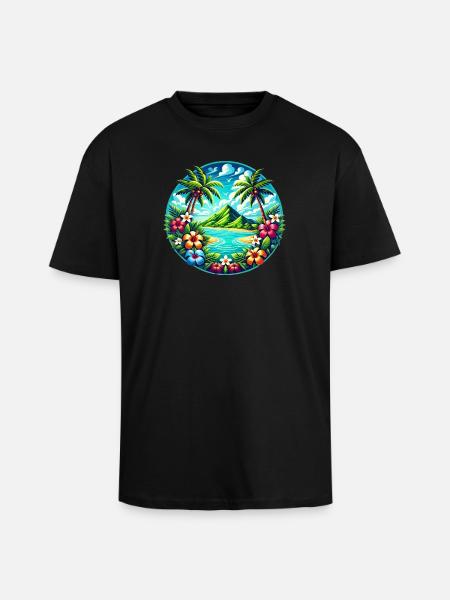 Caribbean Island Logo - Unisex Oversized Heavyweight T-shirt - black