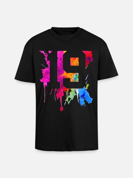 19 YEARS 19TH BIRTHDAY - Unisex Oversized Heavyweight T-shirt - black