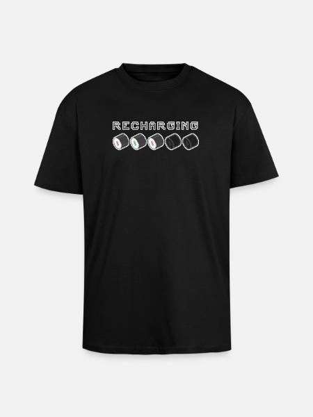 Recharging Pixel Sushi - Unisex Oversized Heavyweight T-shirt - black