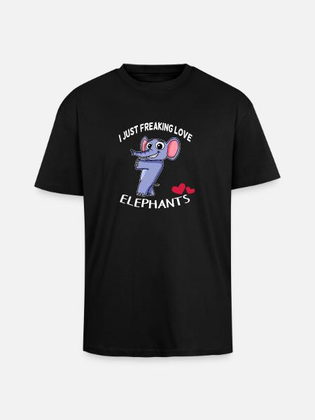 J'aime les éléphants - T-shirt unisexe oversize épais - noir