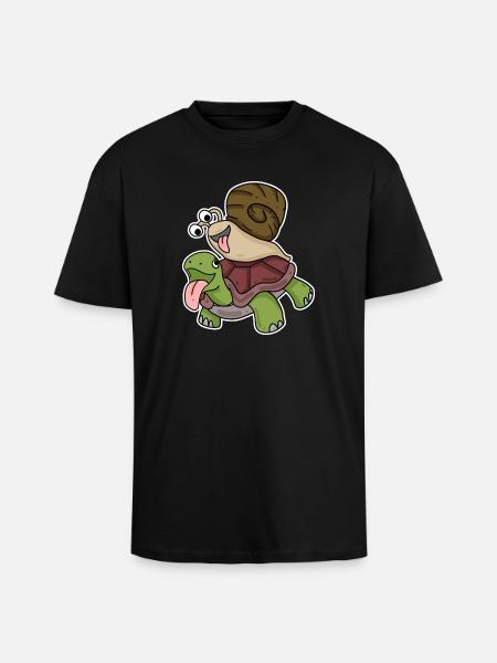 Tortue et escargot - T-shirt unisexe oversize épais - noir