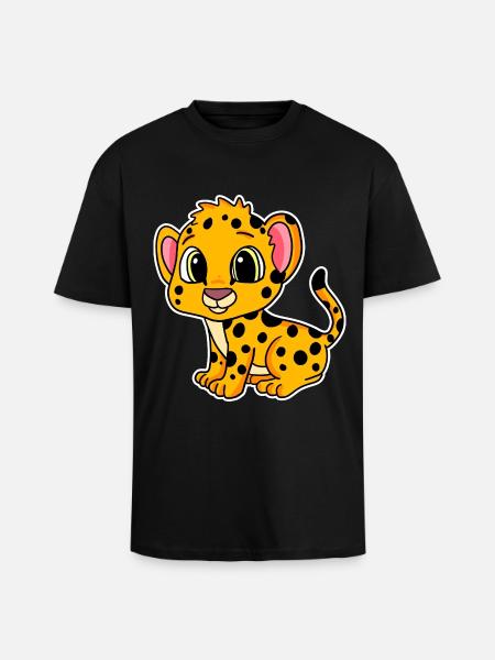 Bébé guépard - T-shirt unisexe oversize épais - noir