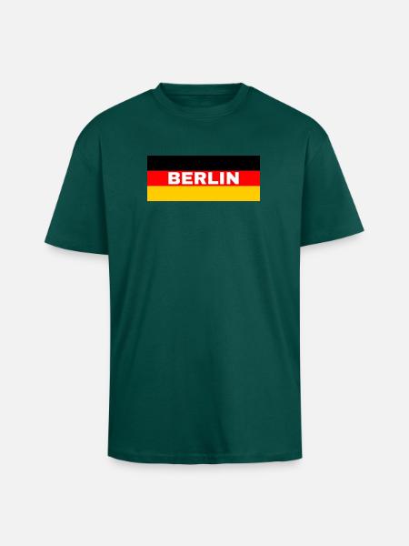 Berlin City in German Flag - Unisex Oversized Heavyweight T-shirt - hunter green