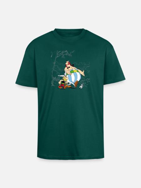 Asterix & Obelix con Dogmatix in the Wild - T-shirt unisex oversize pesante - hunter green