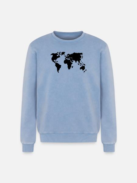 Welt - Relaxed Unisex Premium Acid-Washed Sweatshirt - Blau Acid Wash