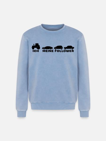 Ich meine Follower - Relaxed Unisex Premium Acid-Washed Sweatshirt - Blau Acid Wash
