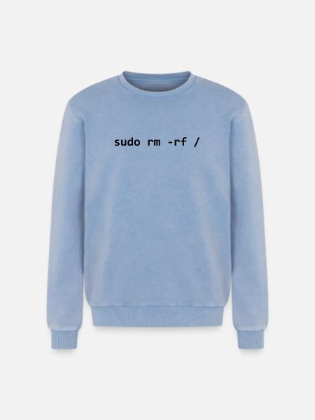 sudo rm rf - Relaxed Unisex Premium Acid-Washed Sweatshirt - Blau Acid Wash