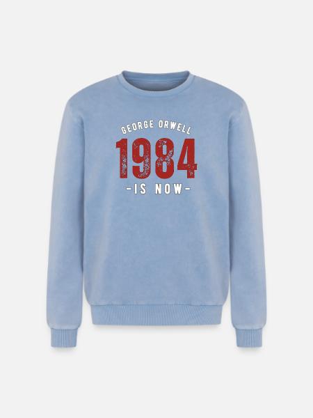 GEORGE ORWELL 1984 - Relaxed Unisex Premium Acid Washed Sweatshirt - acid washed blue