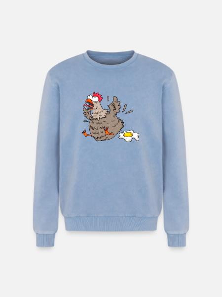 Funny chicken - Relaxed Unisex Premium Acid Washed Sweatshirt - acid washed blue