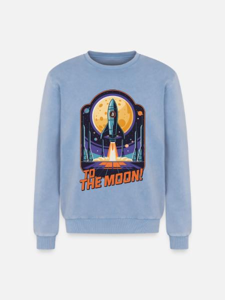 Zum Mond - Relaxed Unisex Premium Acid-Washed Sweatshirt - Blau Acid Wash