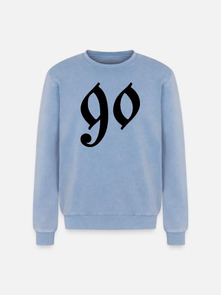 90 - Sweatshirt unisexe Premium acid-wash en coton - bleu délavé acide
