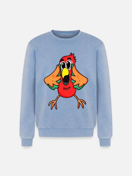 Parrot jungle - Relaxed Unisex Premium Acid Washed Sweatshirt - acid washed blue