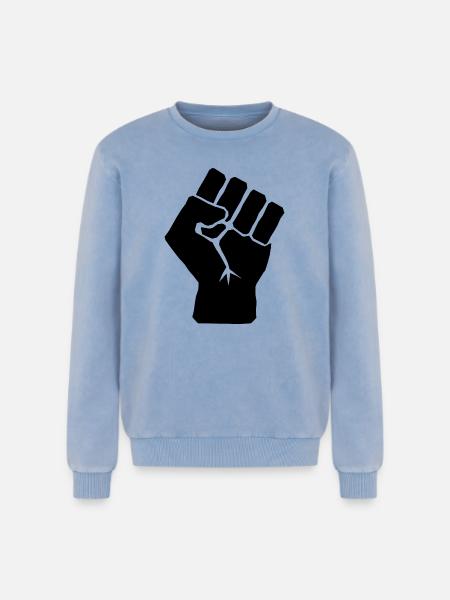 Poing levé de solidarité - Sweatshirt unisexe Premium acid-wash en coton - bleu délavé acide