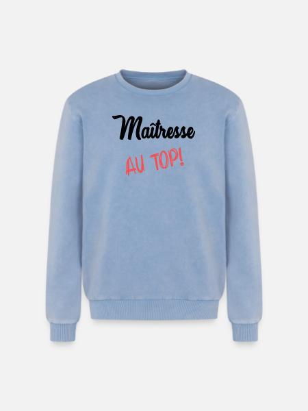MISTRESS - Relaxed Unisex Premium Acid Washed Sweatshirt - acid washed blue