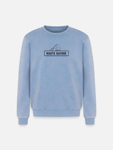 Haute Savoie Black Mountain - Relaxed Unisex Premium Acid Washed Sweatshirt - acid washed blue