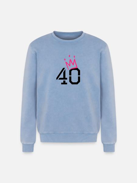 40 crown - 40th birthday - Relaxed Unisex Premium Acid Washed Sweatshirt - acid washed blue