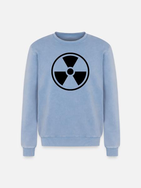 Radiation Solid Icon Nuclear Warning Symbol - Relaxed Unisex Premium Acid Washed Sweatshirt - acid washed blue