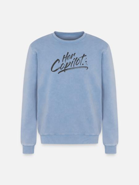 Her Copilot - Relaxed Unisex Premium Acid Washed Sweatshirt - acid washed blue