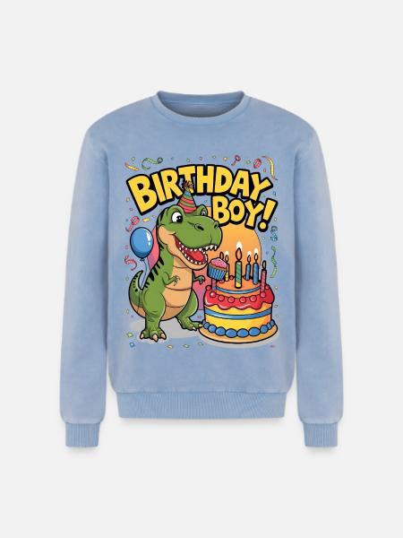 Birthday Boy - Relaxed Unisex Premium Acid Washed Sweatshirt - acid washed blue