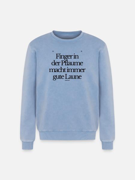 Finger in der Pflaume - Relaxed Unisex Premium Acid-Washed Sweatshirt - Blau Acid Wash