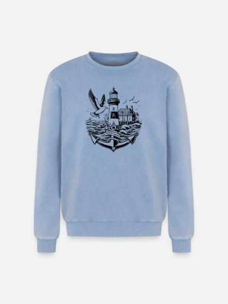 Coastal Landscape Moin Moin 2 - Relaxed Unisex Premium Acid Washed Sweatshirt - acid washed blue