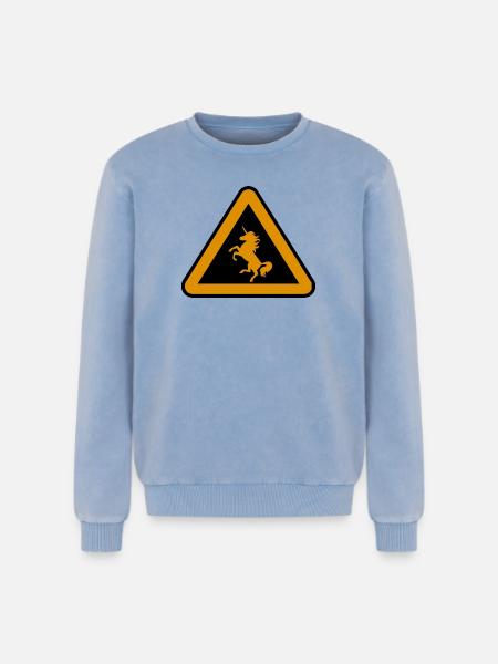 Achtung Einhorn, Gefahr - Relaxed Unisex Premium Acid-Washed Sweatshirt - Blau Acid Wash