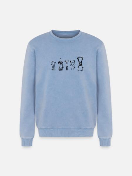 Alternative Coffee - Relaxed Unisex Premium Acid Washed Sweatshirt - acid washed blue