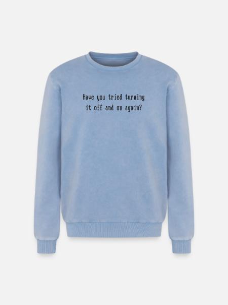 On or Off - Relaxed Unisex Premium Acid-Washed Sweatshirt - Blau Acid Wash