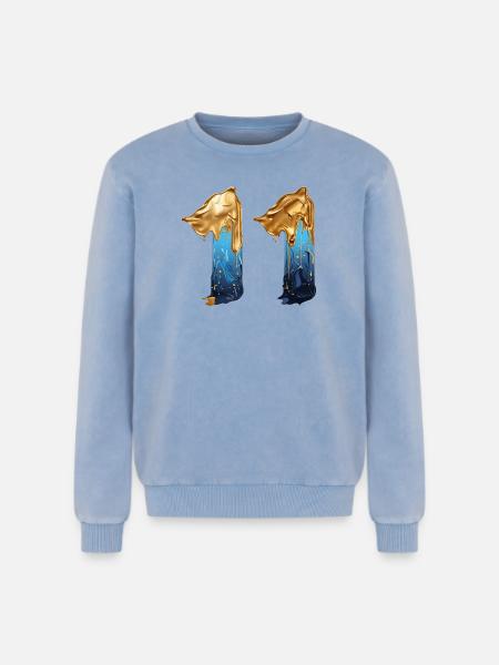 NEJ. 11 NUMMER 11 SEJ 11 ÅRS FØDSELSDAG - Unisex Premium sweatshirt acid wash - blå syrevasket