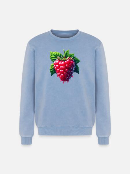Runny leafy raspberry - Relaxed Unisex Premium Acid Washed Sweatshirt - acid washed blue